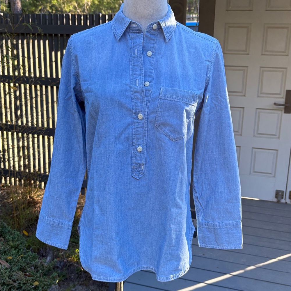 J. Crew Chambray Light Wash Denim Tunic Shirt